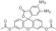 CAS # 205391-02-2, 4,5-Diaminofluorescein diacetate, 3',6'-Bis(acetyloxy)-5,6-diaminospiro[isobenzofuran-1(3H),9'-[9H]xanthen]-3-one, DAF 2DA