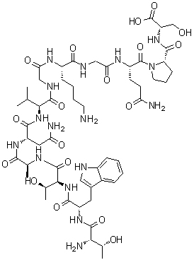 L-Threonyl-L-tryptophyl-L-threonyl-L-alanyl-L-asparaginyl-L-valylglycyl-L-lysylglycyl-L-glutaminyl-L-prolyl-L-serine molecular structure (CAS 207553-42-2)