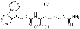 CAS 登录号：208174-14-5, N6-(氨基亚胺甲基)-N2-[芴甲氧羰基]-L-赖氨酸单盐酸盐