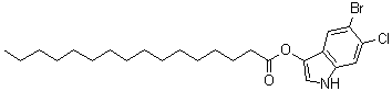 structure of CAS# 209347-97-7, Hexadecanoic acid 5-bromo-6-chloro-1H-indol-3-yl ester