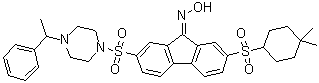 CAS 登录号：2093565-23-0, 2-[(4,4-二甲基环己基)磺酰基]-7-[[4-(1-苯基乙基)-1-哌嗪基]磺酰基]-9H-芴-9-酮肟