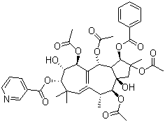 CAS # 210108-89-7, Jatrophane 5, 2,5,7,14-Tetraacetoxy-3-benzoyloxy-8,15-dihydroxy-9-nicotinoyloxyjatropha-6(17),11E-diene