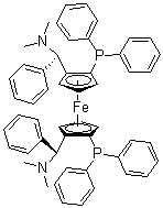 structure of CAS# 210842-74-3, (2S,2'S)-1,1'-Bis[(R)-(dimethylamino)phenylmethyl]-2,2'-bis(diphenylphosphino)ferrocene