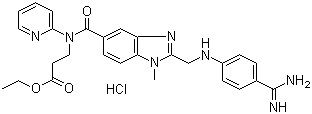structure of CAS# 211914-50-0, N-[[2-[[[4-(Aminoiminomethyl)phenyl]amino]methyl]-1-methyl-1H-benzimidazol-5-yl]carbonyl]-N-(2-pyridinyl)-beta-alanine ethyl ester hydrochloride