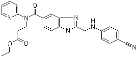 structure of CAS# 211915-84-3, 3-[[[2-[[(4-Cyanophenyl)amino]methyl]-1-methyl-1H-benzimidazol-5-yl]carbonyl]pyridin-2-ylamino]propionic acid ethyl ester