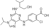 structure of CAS# 212844-54-7, (2R)-2-[[6-[(3-氯-4-羧基苯基)氨基]-9-(1-甲基乙基)-9H-嘌呤-2-基]氨基]-3-甲基-1-丁醇