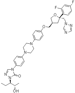 CAS # 213381-04-5, 1,4-Anhydro-2,3,5-trideoxy-4-C-(2,4-difluorophenyl)-2-[[4-[4-[4-[1-[(1R,2S)-1-ethyl-2-hydroxypropyl]-1,5-dihydro-5-oxo-4H-1,2,4-triazol-4-yl]phenyl]-1-piperazinyl]phenoxy]methyl]-5-(1H-1,2,4-triazol-1-yl)-D-erythro-pentitol