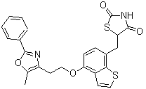 CAS # 213411-83-7, Edaglitazone, BM 131258, 5-[[4-[2-(5-Methyl-2-phenyl-4-oxazolyl)ethoxy]benzo[b]thien-7-yl]methyl]-2,4-thiazolidinedione