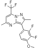 CAS # 2137047-43-7, 3-(2,3-Difluoro-4-methoxyphenyl)-2,5-dimethyl-7-(trifluoromethyl)-pyrazolo[1,5-a]pyrimidine, VU 6005649