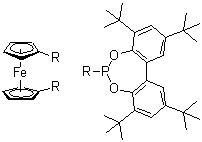 CAS # 214151-82-3, 1,1'-Bis[2,4,8,10-tetrakis(1,1-dimethylethyl)dibenzo[d,f][1,3,2]dioxaphosphepin-6-yl]ferrocene