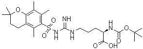 N5-[[[(3,4-Dihydro-2,2,5,7,8-pentamethyl-2H-1-benzopyran-6-yl)sulfonyl]amino]iminomethyl]-N2-[(1,1-dimethylethoxy)carbonyl]-D-ornithine molecular structure (CAS 214630-02-1)
