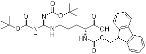 structure of CAS# 214852-34-3, N-[(9H-芴-9-基甲基)羰基]-N',N''-二[叔丁氧羰基]-D-精氨酸