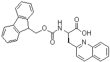 structure of CAS# 214852-58-1, (alphaR)-alpha-[[(9H-Fluoren-9-ylmethoxy)carbonyl]amino]-2-quinolinepropanoic acid