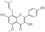CAS # 216450-65-6, Sophoflavescenol, 3,7-Dihydroxy-2-(4-hydroxyphenyl)-5-methoxy-8-(3-methyl-2-butenyl)-4H-1-benzopyran-4-one