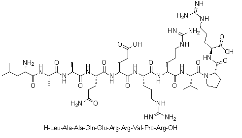 L-Leucyl-L-alanyl-L-alanyl-L-glutaminyl-L-alpha-glutamyl-L-arginyl-L-arginyl-L-valyl-L-prolyl-L-arginine molecular structure (CAS 216487-79-5)
