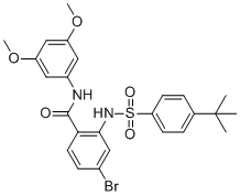 CAS 登录号：2166547-91-5, 4-溴-2-[(4-叔-丁基苯基)磺酰基氨基]-N-(3,5-二甲氧基苯基)苯甲酰胺