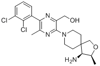 structure of CAS# 2172651-73-7, (3-((3S,4S)-4-氨基-3-甲基-2-氧杂-8-氮杂螺[4.5]癸烷-8-基)-6-(2,3-二氯苯基)-5-甲基吡嗪-2-基)甲醇