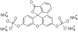 CAS # 217305-49-2, Fluorescein diphosphate tetraammonium salt, 3',6'-Bis(phosphonooxy)-spiro[isobenzofuran-1(3H),9'-[9H]xanthen]-3-one tetraammonium salt