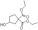 structure of CAS# 21736-07-2, 3-Hydroxycyclopentane-1,1-dicarboxylic acid diethyl ester