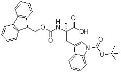 1-[叔丁氧羰基]-N-[芴甲氧羰基]-alpha-甲基-D-色氨酸分子结构 (CAS 220155-72-6)