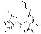 CAS 登录号：220241-59-8, (3aR,4S,6R,6aS)-6-[[6-氯-5-硝基-2-(丙硫基)-4-嘧啶基]氨基]四氢-2,2-二甲基-4H-环戊烯并-1,3-二恶茂-4-醇
