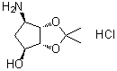 structure of CAS# 220329-21-5, (3aR,4S,6R,6aS)-6-Aminotetrahydro-2,2-dimethyl-4H-cyclopenta-1,3-dioxol-4-ol hydrochloride
