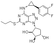 structure of CAS# 220347-05-7, (1S,2R,3S,4R)-4-[7-[[(1R,2S)-2-(3,4-Difluorophenyl)cyclopropyl]amino]-5-(propylthio)-3H-1,2,3-triazolo[4,5-d]pyrimidin-3-yl]-1,2,3-cyclopentanetriol