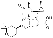 structure of CAS# 2212021-83-3, 5-((S)-2,2-dimethyltetrahydro-2H-pyran-4-yl)-1-((1S,2S)-2-methyl-1-(5-oxo-4,5-dihydro-1,2,4-oxadiazol-3-yl)cyclopropyl)-1H-indole-2-carboxylic acid