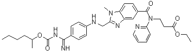 CAS # 2225986-95-6, N-[[2-[[[4-[Imino[[[(1-methylpentyl)oxy]carbonyl]amino]methyl]phenyl]amino]methyl]-1-methyl-1H-benzimidazol-5-yl]carbonyl]-N-2-pyridinyl-beta-alanine ethyl ester