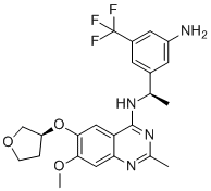 structure of CAS# 2230836-55-0, N-((R)-1-(3-氨基-5-(三氟甲基)苯基)乙基)-7-甲氧基-2-甲基-6-(((S)-四氢呋喃-3-基)氧基)喹唑啉-4-胺
