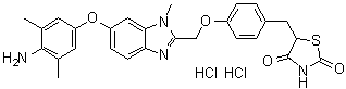CAS # 223132-38-5, 5-[[4-[[6-(4-Amino-3,5-dimethylphenoxy)-1-methyl-1H-benzimidazol-2-yl]methoxy]phenyl]methyl]-2,4-thiazolidinedione dihydrochloride, CS 7017