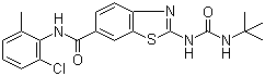 CAS # 225521-80-2, N-(2-Chloro-6-methylphenyl)-2-[[(tert-butylamino)carbonyl]amino]-6-benzothiazolecarboxamide, BMS-243117