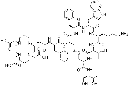 CAS 登录号：226084-96-4, N-[[4,8,11-三(羧甲基)-1,4,8,11-四氮杂环十四烷-1-基]乙酰基]-D-苯丙氨酰-L-半胱氨酰-L-苯丙氨酰-D-色氨酰-L-赖氨酰-L-苏氨酰-N-[(1R,2R)-2-羟基-1-(羟基甲基)丙基]-L-半胱氨酰胺环(2→7)-二硫醚