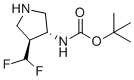 叔-丁基((3R,4S)-4-(二氟甲基)吡咯烷-3-基)氨基甲酸酯分子结构 (CAS 2278296-49-2)
