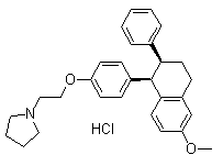 structure of CAS# 22845-53-0, 顺式-1-[2-[4-(1,2,3,4-四氢-6-甲氧基-2-苯基-1-萘基)苯氧基]乙基]-吡咯烷盐酸盐