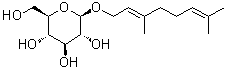 CAS # 22850-13-1, (2E)-3,7-Dimethyl-2,6-octadien-1-yl beta-D-glucopyranoside, Geraniol glucoside, Geraniol beta-D-glucopyranoside, Geranyl glucoside, Geranyl beta-D-glucopyranoside, Geranyl beta-D-glucoside, Geranyl beta-glucoside