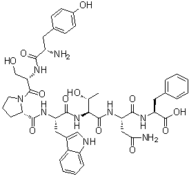 L-酪氨酰-L-丝氨酰-L-脯氨酰-L-色氨酰-L-苏氨酰-L-天冬氨酰胺酰-L-苯丙氨酸分子结构 (CAS 228544-21-6)