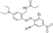 CAS 登录号：2309-94-6, 分散蓝 183, N-[2-[(2-溴-6-氰基-4-硝基苯基)偶氮]-5-(二乙基氨基)苯基]丙酰胺
