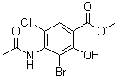 4-(乙酰氨基)-3-溴-5-氯-2-羟基苯甲酸甲酯分子结构 (CAS 232941-14-9)