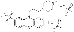 CAS # 2347-80-0, Thioproperazine dimesylate, Thioproperazine dimethanesulfonate, N,N-Dimethyl-10-[3-(4-methylpiperazin-1-yl)propyl]phenothiazine-2-sulfonamide methanesulfonic acid