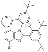 structure of CAS# 2361613-60-5, 2-{4-Bromo-1-[5-(2-methyl-2-propanyl)-2-biphenylyl]-1H-benzimidazol-2-yl}-4,6-bis(2-methyl-2-propanyl)phenol
