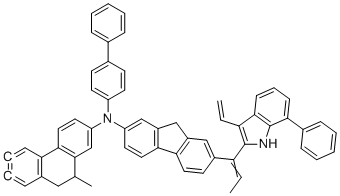 CAS # 2376271-61-1, N-[7-[(Z)-1-(3-ethenyl-7-phenyl-1H-indol-2-yl)prop-1-enyl]-9H-fluoren-2-yl]-10-methyl-N-(4-phenylphenyl)-9,10-dihydrophenanthren-2-amine