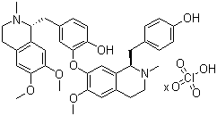 CAS # 2385-63-9, Liensinine perchlorate, 4-[[(1R)-1,2,3,4-Tetrahydro-6,7-dimethoxy-2-methyl-1-isoquinolinyl]methyl]-2-[[(1R)-1,2,3,4-tetrahydro-1-[(4-hydroxyphenyl)methyl]-6-methoxy-2-methyl-7-isoquinolinyl]oxy]phenol perchlorate