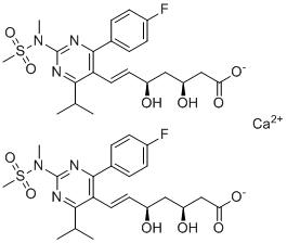 structure of CAS# 2414245-11-5, (E,3S,5R)-7-[4-(4-fluorophenyl)-2-[methyl(methylsulfonyl)amino]-6-propan-2-ylpyrimidin-5-yl]-3,5-dihydroxyhept-6-enoate calcium