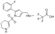 CAS # 2416241-97-7, Vonoprazan Impurity 9, 1-(5-(2-Fluorophenyl)-1-((1,4,5,6-tetrahydropyridin-3-yl)sulfonyl)-1H-pyrrol-3-yl)-N-methylmethanamine 2,2,2-trifluoroacetate