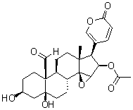 (3beta,5beta,15beta,16beta)-16-(Acetyloxy)-14,15-epoxy-3,5-dihydroxy-19-oxobufa-20,22-dienolide molecular structure (CAS 24512-60-5)