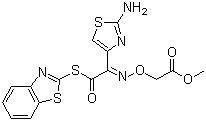CAS 登录号：246035-38-1, (Z)-2-(2-氨基噻唑-4-基)-2-甲氧羰基甲氧亚氨基硫代乙酸 (S)-2-苯并噻唑酯