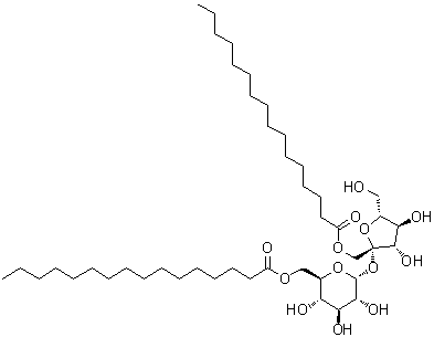 1-O-(1-Oxohexadecyl)-beta-D-fructofuranosyl alpha-D-glucopyranoside 6-hexadecanoate molecular structure (CAS 248917-86-4)