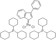 structure of CAS# 250220-36-1, Bis(tricyclohexylphosphine)-3-phenyl-1H-inden-1-ylideneruthenium(IV) dichloride
