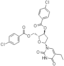 2'-脱氧-5-乙基尿苷 3',5'-二(4-氯苯甲酸)酯分子结构 (CAS 25137-84-2)